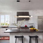 Modern Linear Alabaster Pendant Light Over Kitchen Island