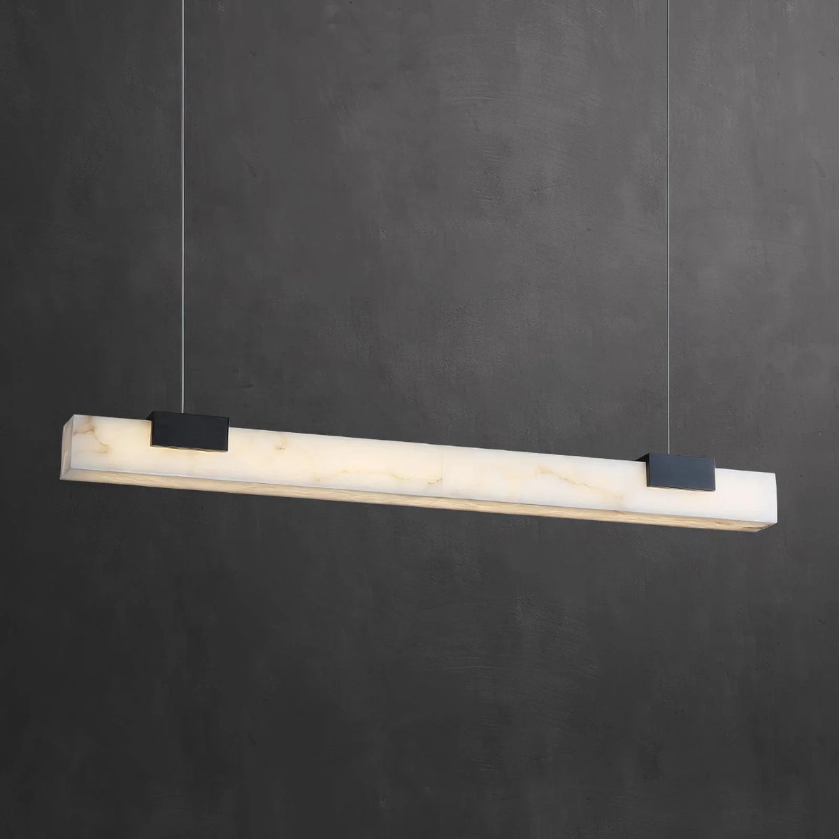 Illuminated Modern Linear Alabaster Pendant Light Studio Shot