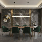 Modern Linear Alabaster Pendant Light in Luxury Dining Room