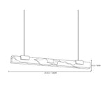 Modern Linear Alabaster Art Glass Pendant Light Line Art Dimension Diagram
