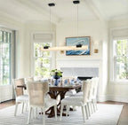 Modern Linear Alabaster Pendant Light in Bright Dining Space