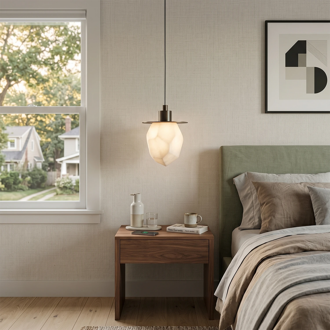 Faceted Alabaster Pendant Light