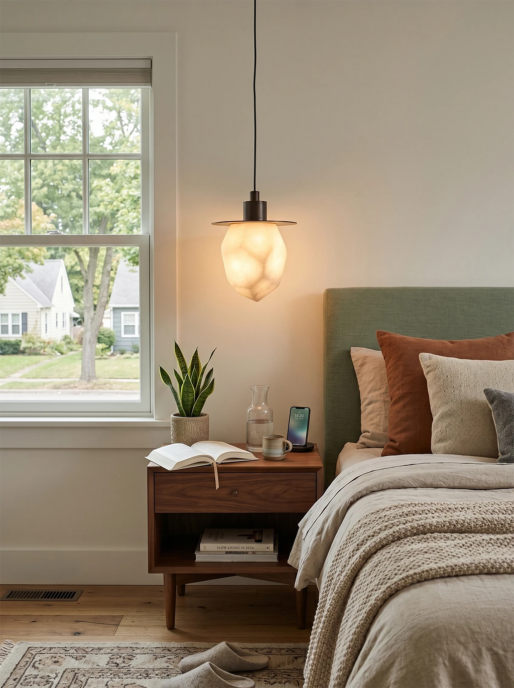 Faceted Alabaster Pendant Light