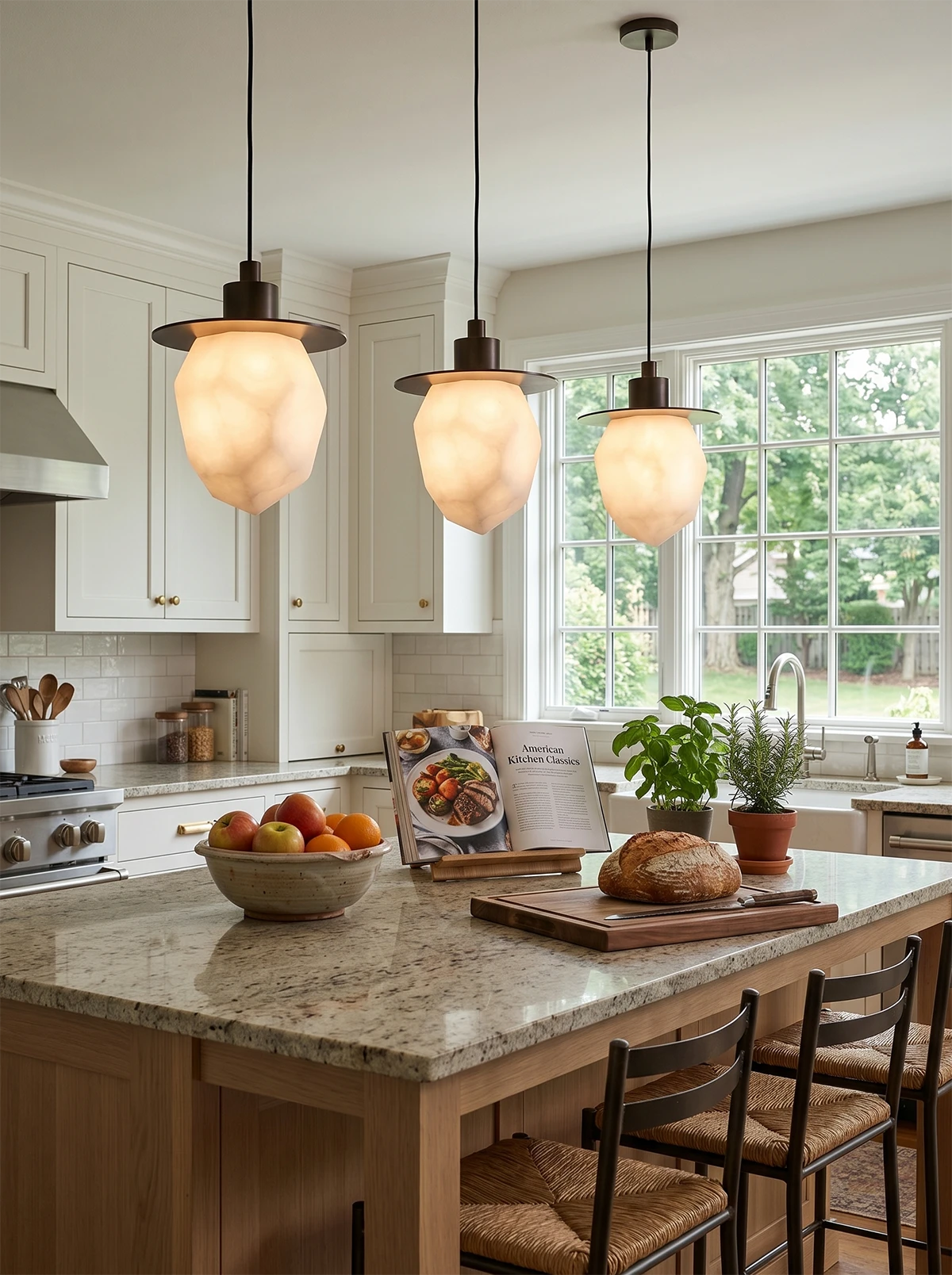 Faceted Alabaster Pendant Light