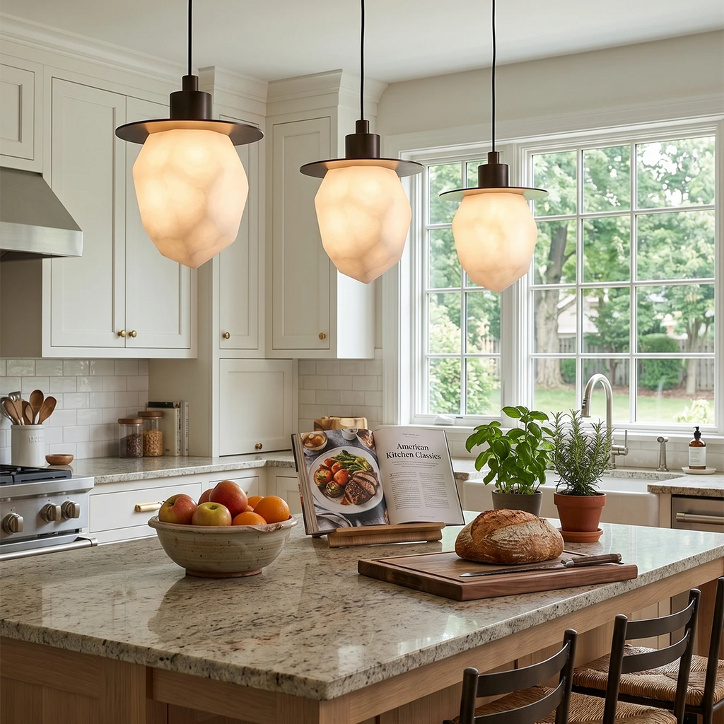 Faceted Alabaster Pendant Light