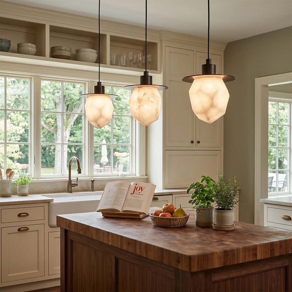 Faceted Alabaster Pendant Light