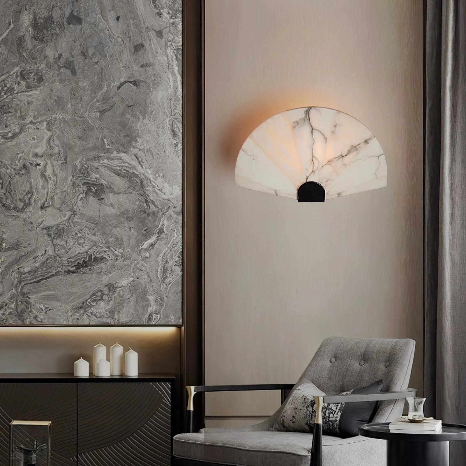 Fan Alabaster Wall Sconce