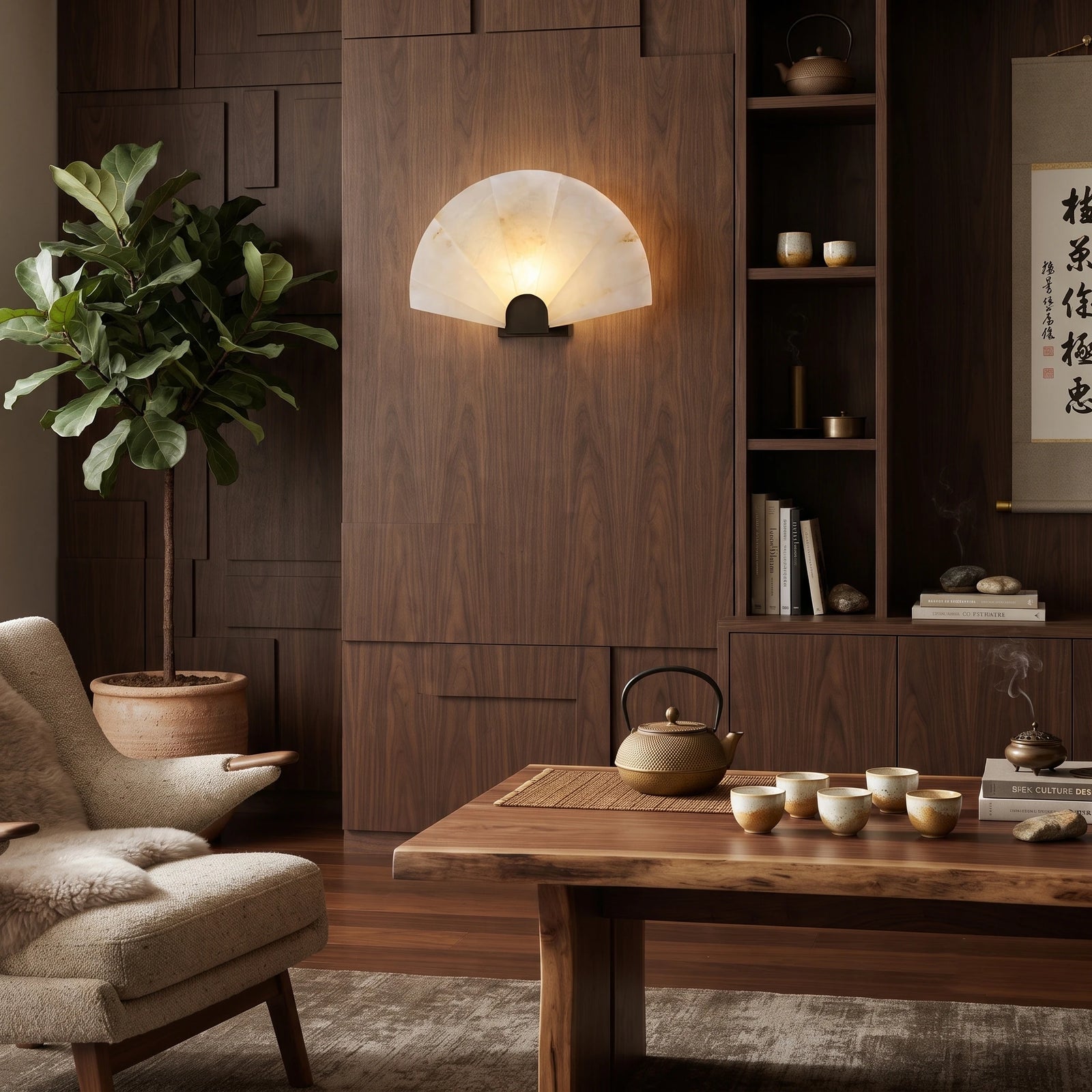 Fan Alabaster Wall Sconce