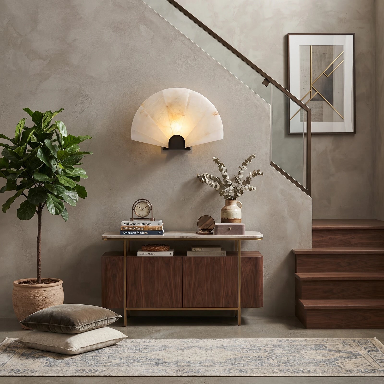 Fan Alabaster Wall Sconce