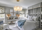 Modern Feather Art Glass Chandelier in Master Bedroom Setting