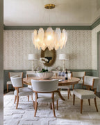 Modern Feather Art Glass Chandelier in Formal Dining Room