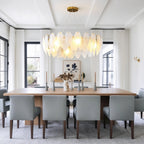 Modern Feather Art Glass Chandelier in Elegant Dining Area