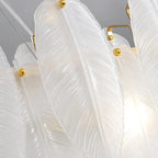 Close Up View of Illuminated Feather Art Glass Texture and Glow Details