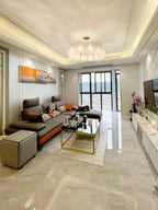 Modern Feather Art Glass Chandelier in Luxury Living Space