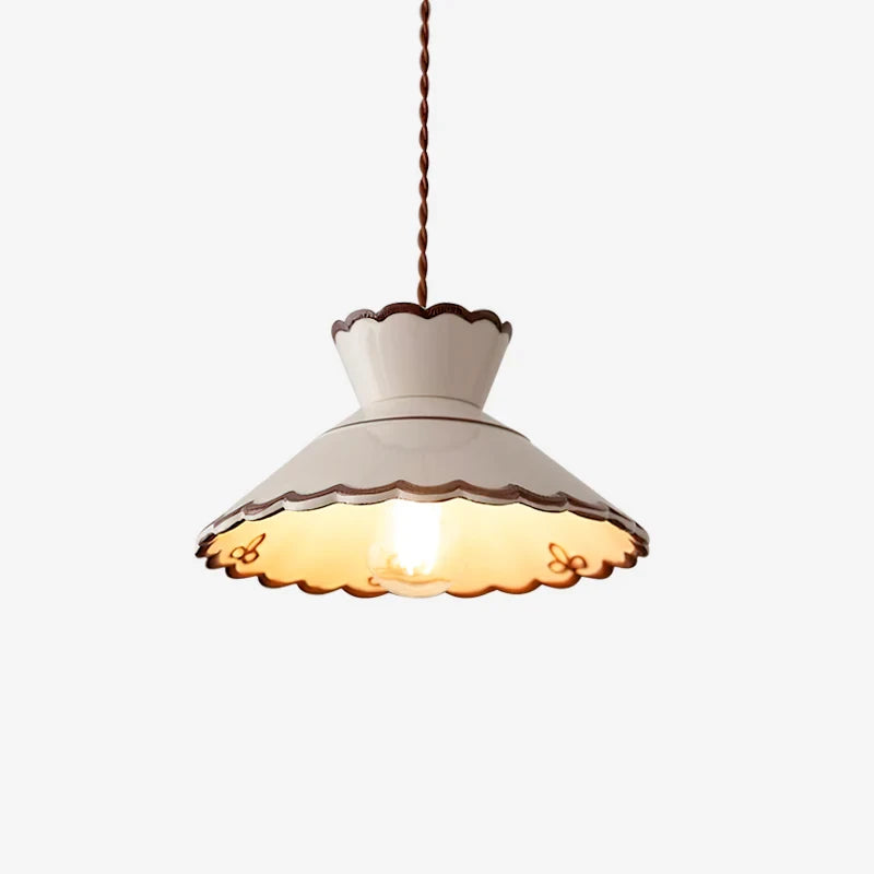 Modern Vintage Scalloped Ceramic Pendant Light Studio Product Shot