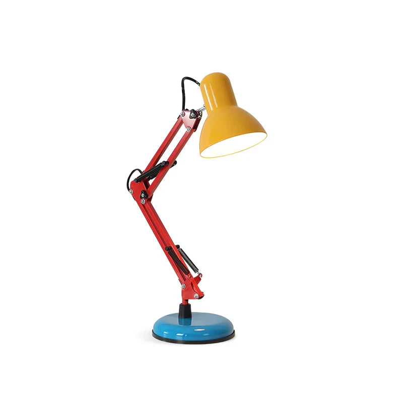 Modern Bauhaus Colorful Swing Arm Desk Lamp on Pure White Background