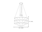 Modern Cascading White Cone Fabric Chandelier Style B Line Art Dimension Diagram