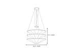 Modern Cascading White Cone Fabric Chandelier Style A Line Art Dimension Diagram