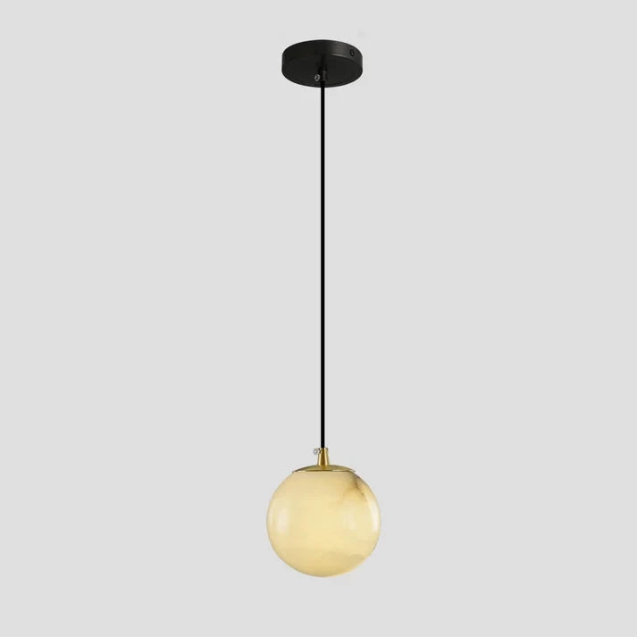 Single Globe Alabaster Pendant Light Studio Display