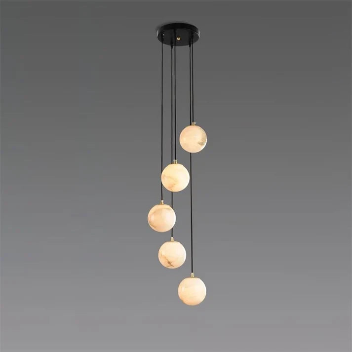 Light Spiral Globe Alabaster Pendant Light Studio Display