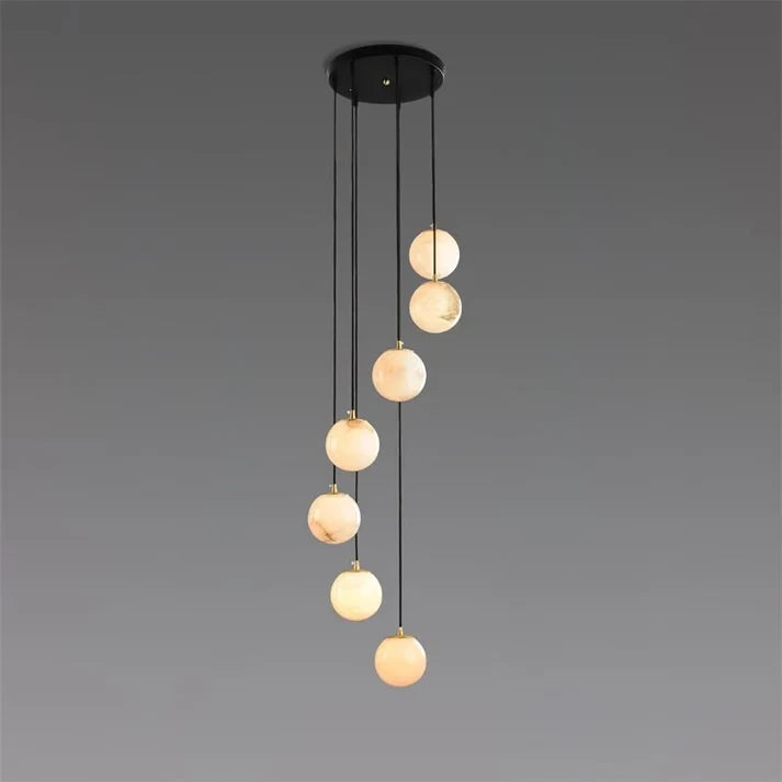 Light Spiral Globe Alabaster Pendant Light Studio Display