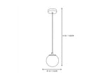 Single Globe Alabaster Pendant Light Line Art Dimension Diagram