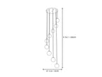 Light Spiral Globe Alabaster Chandelier Line Art Dimension Diagram