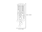 Light Cascading Globe Alabaster Chandelier Line Art Dimension Diagram