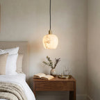 Modern Art Glass Pendant Light Over Bedroom Nightstand