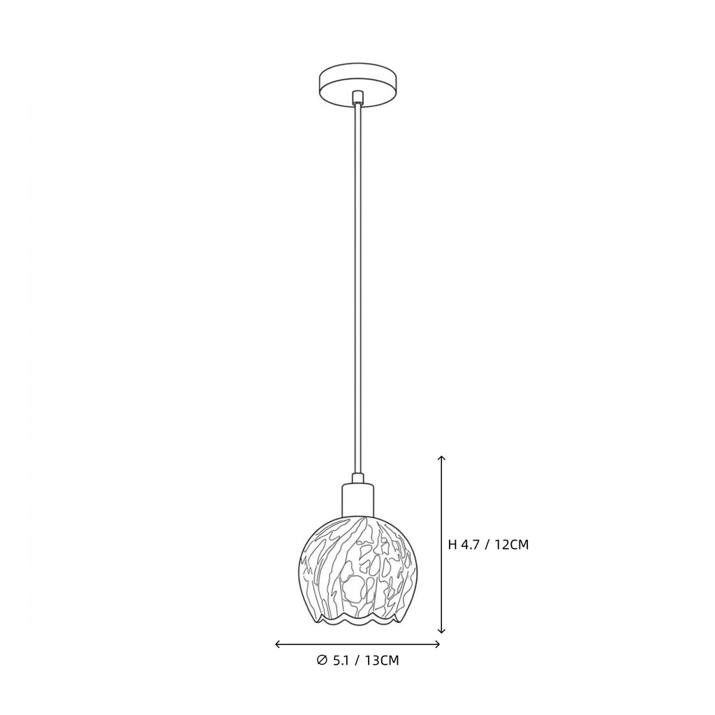 Modern Round Alabaster Art Glass Pendant Light Line Art Dimension Diagram