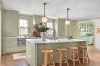 Modern Alabaster Pendant Lights in Bright Kitchen Interior