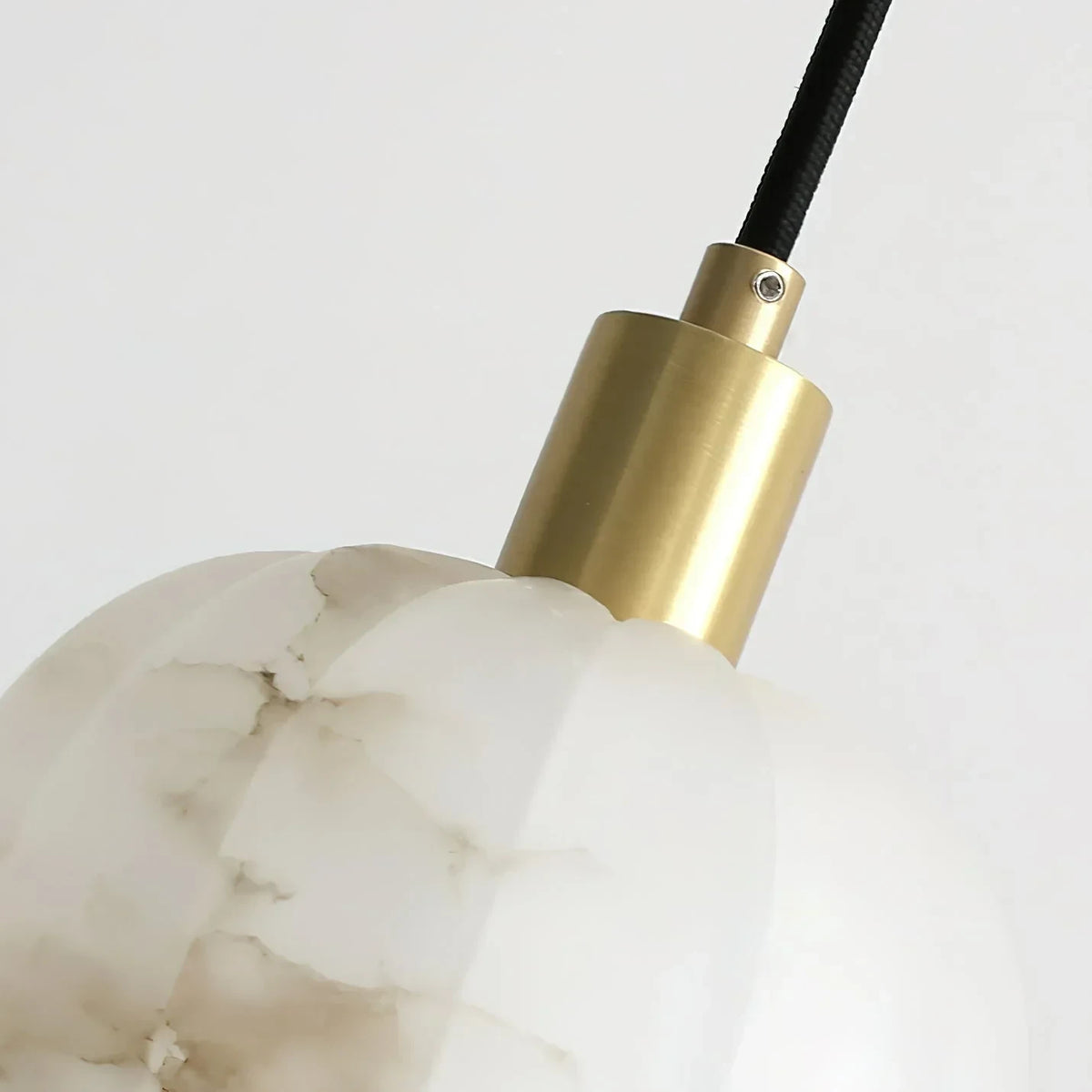 Close Up View of Brass Canopy and Alabaster Art Glass Texture