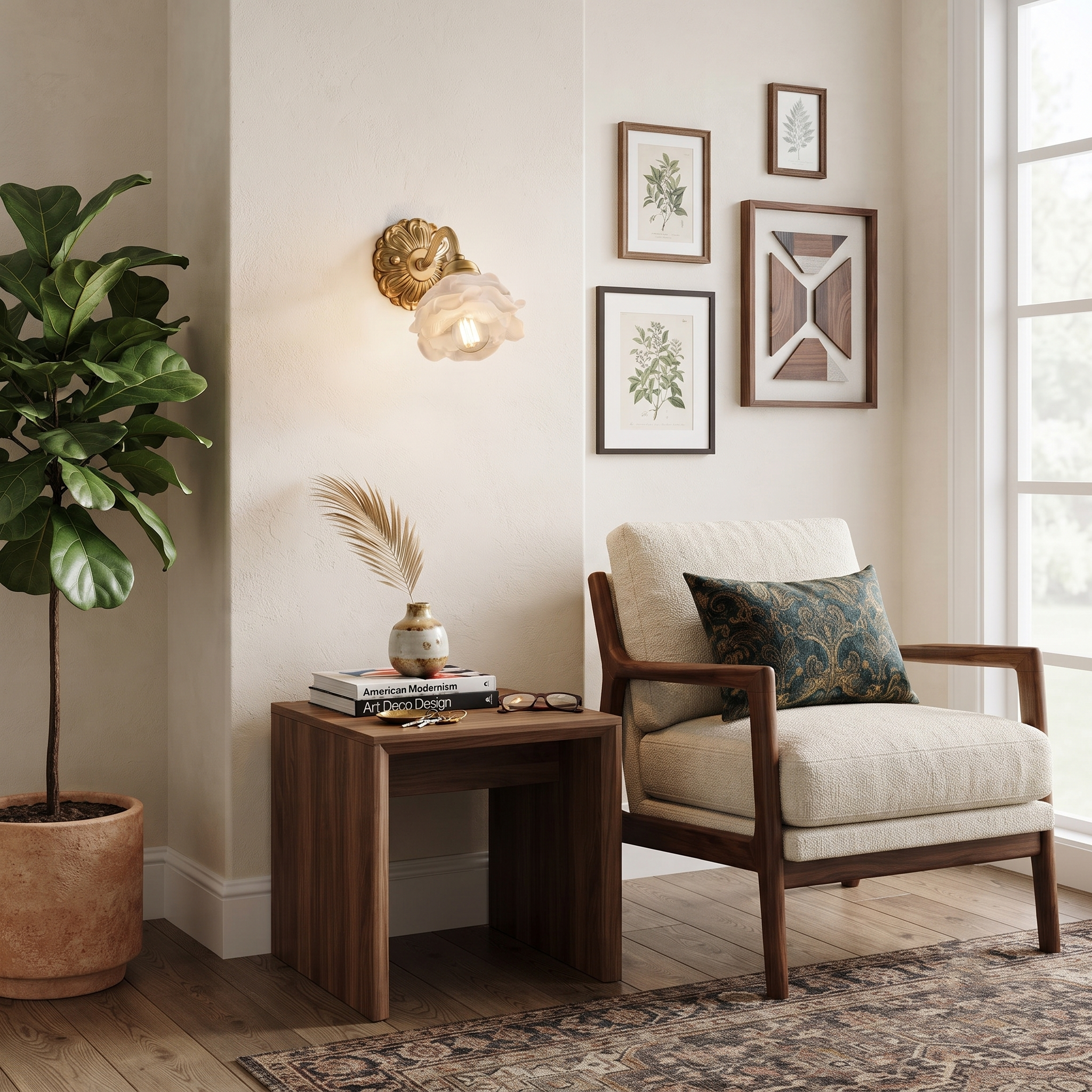Floral Brass Wall Sconce