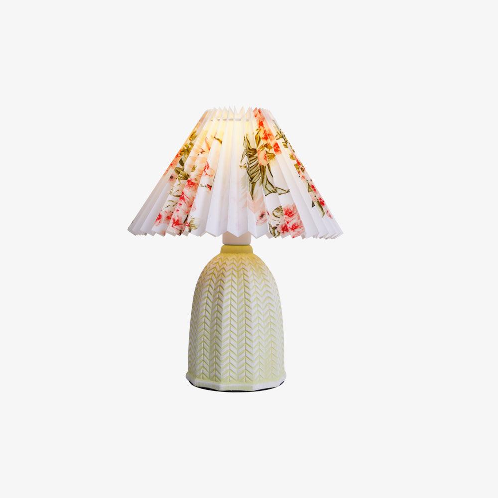 Floral Ceramic Pleated Table Lamp