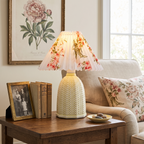 Floral Ceramic Pleated Table Lamp