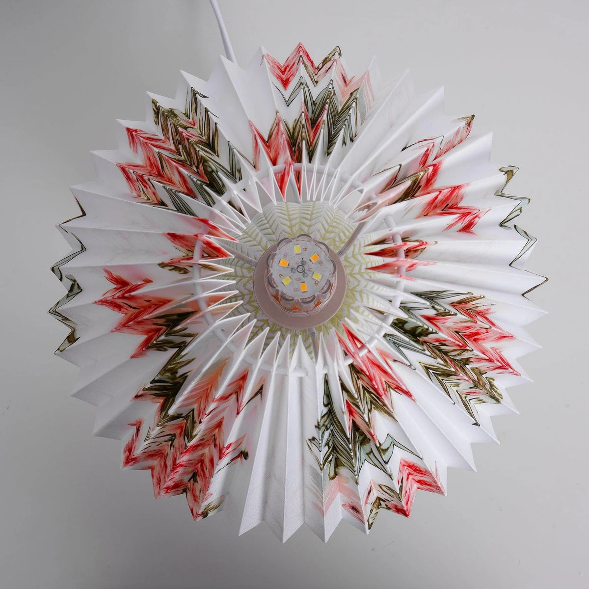 Top Down View of Floral Pleated Fabric Lamp Shade