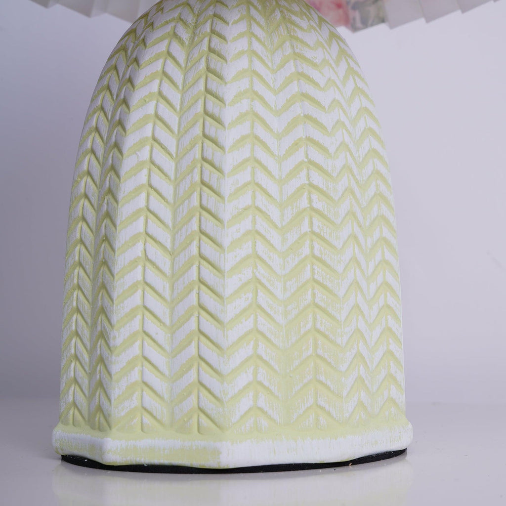 Floral Ceramic Pleated Table Lamp