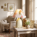 Floral Ceramic Pleated Table Lamp