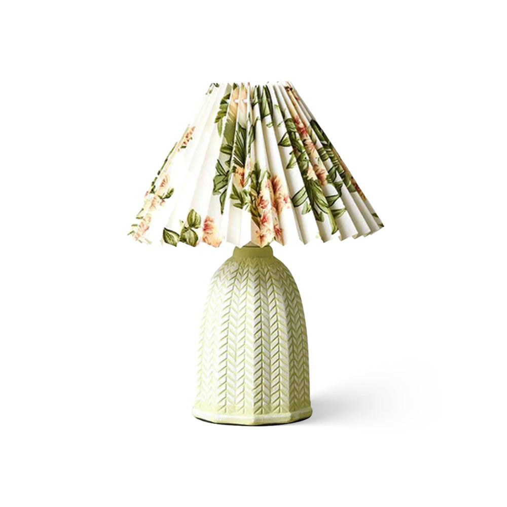 Floral Ceramic Pleated Table Lamp