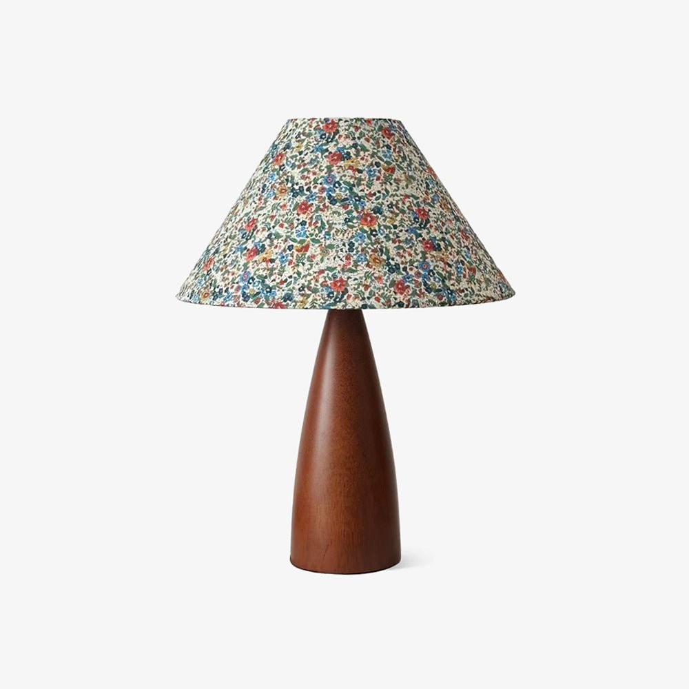 Floral Cone Wood Table Lamp
