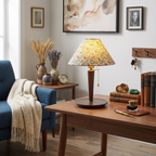 Floral Cone Wood Table Lamp