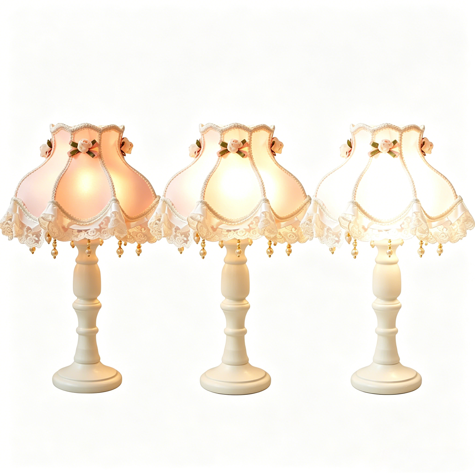 Lampe de table en tissu et dentelle florale