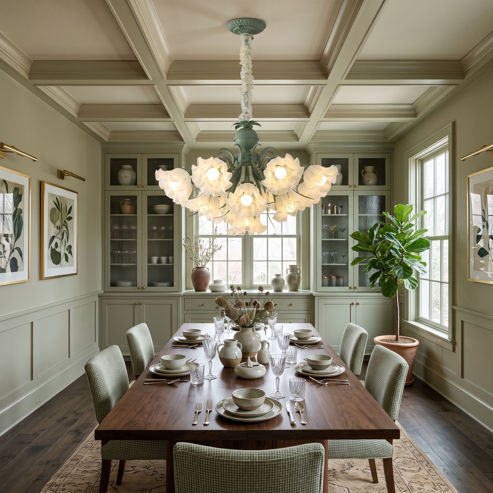 Floral Scalloped Metal Chandelier