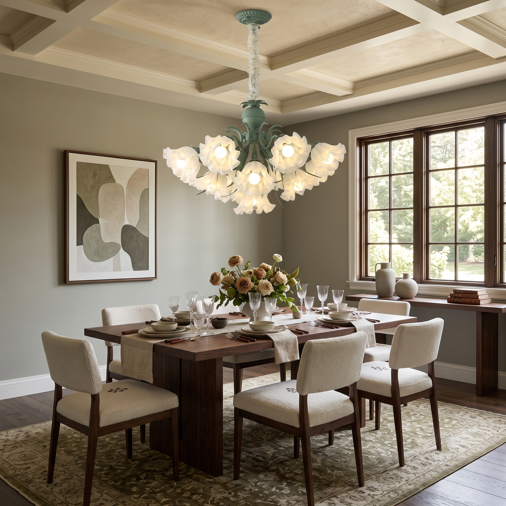 Floral Scalloped Metal Chandelier