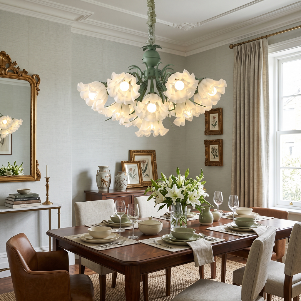 Floral Scalloped Metal Chandelier