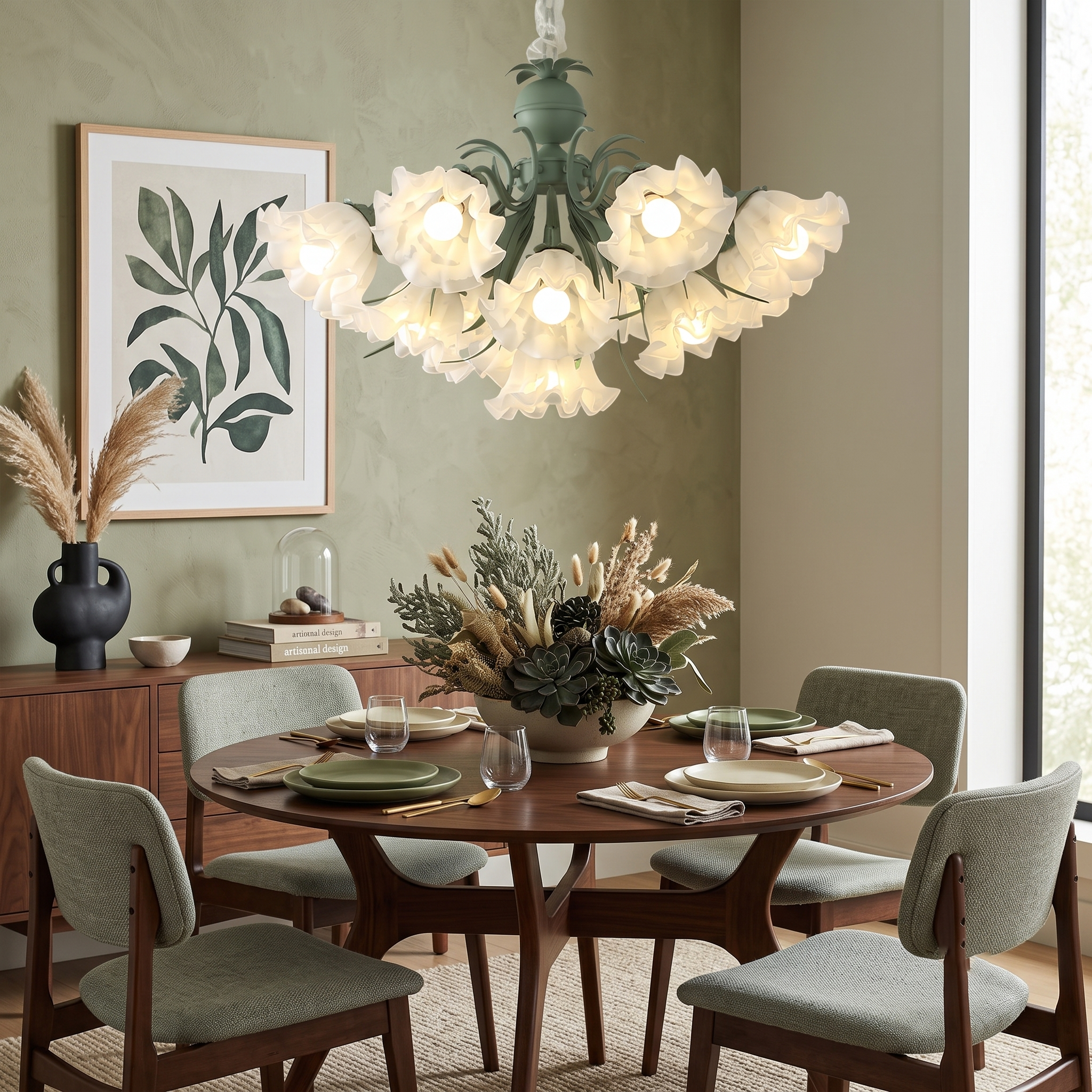 Floral Scalloped Metal Chandelier