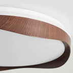 Close Up View of Organic Wood Frame and Diffuser on Ceiling Light