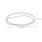 Modern Organic Wood Flush Mount Ceiling Light Line Art Dimension Diagram
