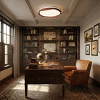 Modern Wood Ceiling Light in Home Office Library