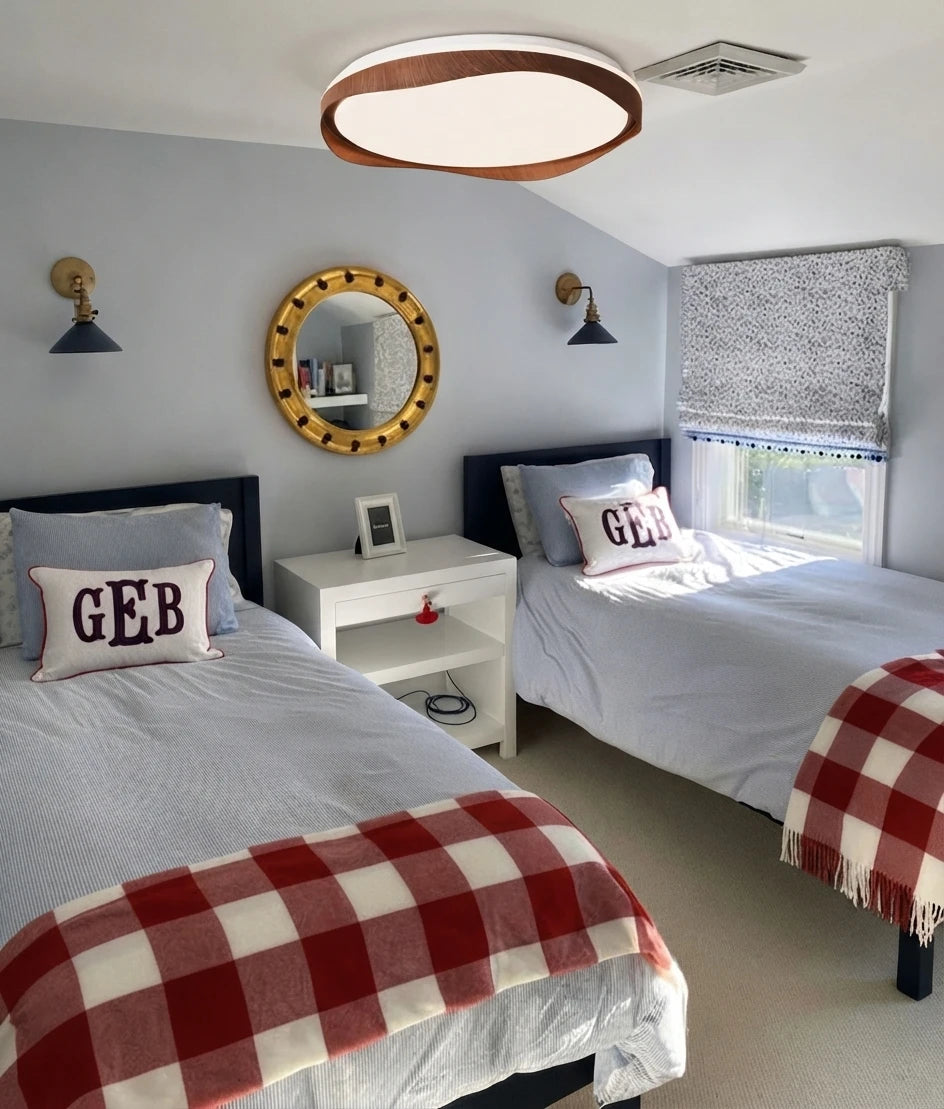Modern Organic Wood Ceiling Light in Children Bedroom